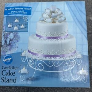 Wilton Candlelight Cake Stand with White and Lavender Details